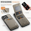 For iPhone 14 Pro Max AutSpace A12 MagSafe Magnetic RFID Card Bag Phone Case(Khaki)