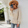 Autumn and Winter Women Sweater Waist Lantern Sleeve Knitted Top, Size: XL(Beige)