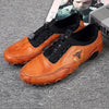 Spring And Summer Men Casual Octopus Peas Lazy Shoes Breathable Leather Shoes, Size: 39(Brown)