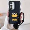 For Samsung Galaxy A24 4G Cartoon Sausage Mouth TPU Phone Case with Bead Chain(Black)