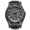 Curren M8225 Army Military Leather Band Men Quartz Watch(Black Grey)