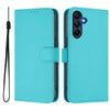 For Samsung Galaxy A26 5G Skin Feel Solid Color Leather Phone Case with Lanyard(Lake Blue)