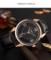 YAZOLE 424 Men Fashion Business PU Leather Band Quartz Wrist Watch, Luminous Points (White Dial + Brown Strap)