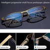 Progressive Multifocal Presbyopic Glasses Anti-blue Light Mobile Phone Glasses, Degree: +100(Wine Red)