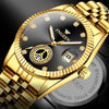 FNGEEN 7010 Middle-Aged and Elderly Men Luminous Calendar Quartz Watch(Between Gold Golden Surface)