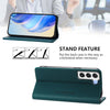 For Samsung Galaxy S21 5G RC01 Dual-Folded Magnetic Suction RFID Leather Phone Case(Dark Green)