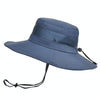 9090 Men Outdoor Fishing Climbing Mountain Large Brim Fisherman Hat(Navy)