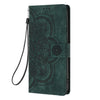 For Samsung Galaxy S21 Ultra 5G Mandala Embossed Retro Frosted Leather Phone Case(Green)