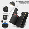 For Samsung Galaxy S23 Ultra 5G Double Flap Zipper RFID Leather Phone Case with Short Lanyard(Black)