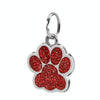 5x Red Metal Pet ID Tags, Zinc Alloy, Engraved Paw Print, with Rings