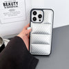 For iPhone 14 Pro Max Carbon Fiber Texture Down Jacket Phone Case(Silver)