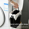 Bathroom Toilet Toilet Brush Integrated Pressing Open Lid Square Trash Can Set with Brush(White)