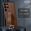 For Samsung Galaxy S22 Ultra 5G SULADA Cool Series PC + Leather Texture Skin Feel Shockproof Phone Case(Brown)