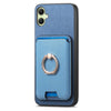 For Samsung Galaxy A06 Retro Cross Leather Ring Vertical Insert Card Bag MagSafe Phone Case(Blue)