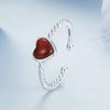S925 Sterling Silver Agate Love Adjustable Open Ring(BSR525-E)