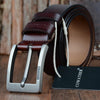 COWATHER XF004 Men Two-Layer Cowhide Business Casual Pin Buckle Belt, Length (cm): 115cm(Silver Buckle Coffee Color)