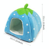 Foldable Strawberry Pet Bed (Blue, Medium) - Cat & Small Dog House