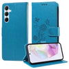 For Samsung Galaxy A36 5G / A56 5G Embossed Butterfly Flowers Leather Phone Case(Blue)