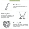 S925 Sterling Silver Platinum Plated Heart Lock Necklace Girls White Inlaid Zircon Key Jewelry