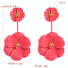 1 Pair Boho Style Earrings Alloy Flower Long Earrings(Dark Green)