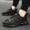 Men Air Cushion Sneakers Low Top Lace Running Shoes Mesh Breathable Sports Shoes, Size: 42(Black Gold)