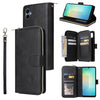 For Samsung Galaxy A06 4G 9-Card Slots Zipper Wallet Bag Leather Phone Case(Black)