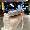 For Samsung Galaxy Z Flip6 Three Parts Pearlescent Shell Texture Phone Case with Bracelet(White)