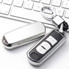 Electroplating TPU Single-shell Car Key Case with Key Ring for Mazda 3 AXELA / CX-8 / CX-5 / CX-4 / 6 ATENZA (Silver)