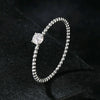 S925 Sterling Silver Platinum Bead Hoop Moissanite Stacking Ring, Size: No.6(MSR046)