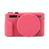 For Canon PowerShot G7 X Mark II / G7X2 Soft Silicone Protective Case with Lens Cover(Peach Red)
