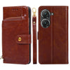 For Asus Zenfone 9 Zipper Bag Leather Phone Case(Brown)