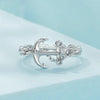 Sterling Silver S925 Platinum Plated Anchor Ring For Women(No.8)