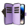 For iPhone 14 Pro Nine-card Slots Zipper Wallet Bag Leather Phone Case(Light Purple)