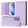For Samsung Galaxy A24 4G Global RC01 Dual-Folded Magnetic Suction RFID Leather Phone Case(Light Purple)