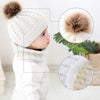 Knitted Warm Round Machine Cap Protects Ear Bonnet Baby Winter Hats Caps + Scarf Suits(White)