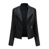 Women Short Leather Jacket Slim Jacket Motorcycle Suit, Size: XXXXL(Black)