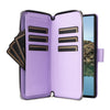 For Samsung Galaxy S24 Ultra 5G Nine-card Slots Zipper Wallet Bag Leather Phone Case(Purple)