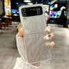 For Samsung Galaxy Z Flip4 5G Silver Edge PC Folding Phone Case(Feather Yarn)