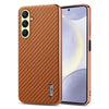 For Samsung Galaxy A26 5G AZNS Electroplated Edge Carbon Fiber Texture Phone Case(Brown)