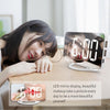 TS-8201 LED Digital Mirror Alarm Clock Big Screen Dual USB Desktop Table Clock, Color: RGB Display White Shell