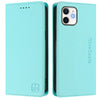 For iPhone 12 mini RC01 Dual-Folded Magnetic Suction RFID Leather Phone Case(Mint Green)