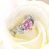 Crystal Vine Leaf Design Engagement Ring Fashion For Women Jewelry, Ring Size:6(Pink)