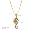Copper Inlaid Colorful Zircon Seahorse Pendant Necklace Personality Clavicle Chain