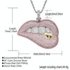 3mm x 60cm  Sexy Lip Biting Hip Hop Pendant Micro-Set Zircon Necklace