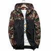 Men Bomber Jacket Thin Slim Long Sleeve Camouflage Military Jackets Hooded, Size: M(Green)