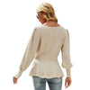 Autumn and Winter Women Sweater Waist Lantern Sleeve Knitted Top, Size: M(Purple)