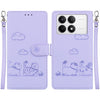 For Redmi K70 / K70 Pro Cute Cats RFID Leather Phone Case(Purple)