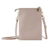 Litchi Texture Card Holder Mobile Phone Zipper Bag with Long Strap(Apricot)