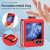 For Samsung Galaxy Z Flip6 VIETAO Metal Ring Card Slot PU Phone Case(Red Pink)