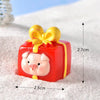 5pcs Christmas Micro Landscape Snowscape Decoration Accessories Christmas Resin Ornament, Style: No.8 Pig Face Red Yellow Gift Box
